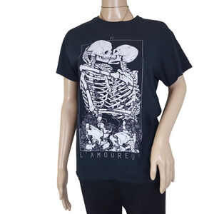 Threadless Black L’Amoureux Skeleton Short Sleeve T-Shirt